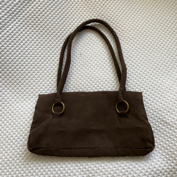 Brown faux suede handbag - Picture 2 of 6
